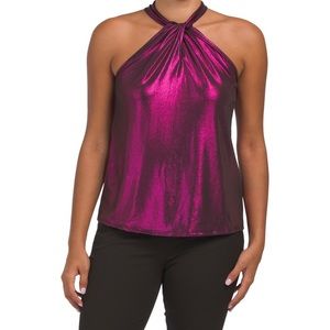 Magenta Twist Halter Neck Top